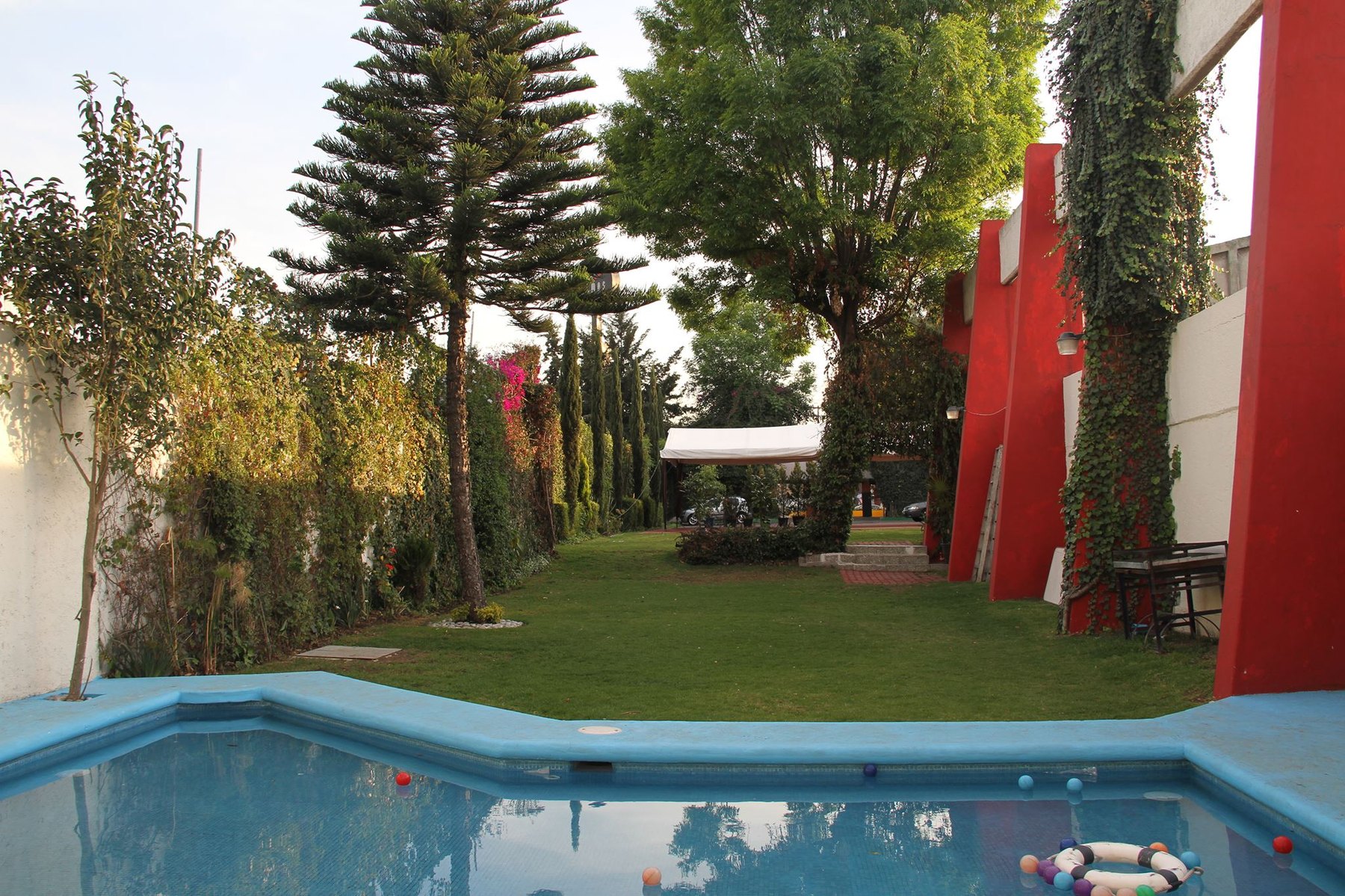 Vista principal del jardín y alberca